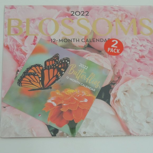 SG - 2022 BLOSSOMS 12- MONTH 12"X12" CALENDAR 2 PACK + BUTTERFLIES 6"X6" - Picture 1 of 5